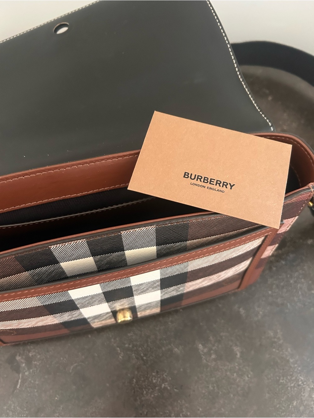 Burberry Note Giant Check E Canvas Crossbody - Picture 7 of 7